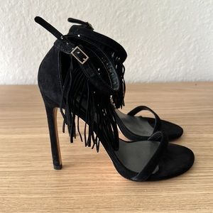 Stuart Weitzman Suede Fringe Heels